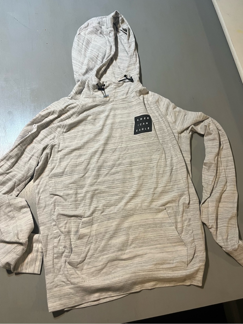 American Eagle Outfitters Light Gray Hooded Men's Pullover Shirt XS